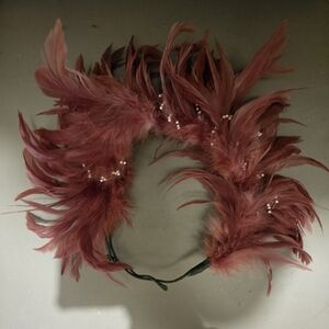 Renaissance Feathered Headband in Mauve